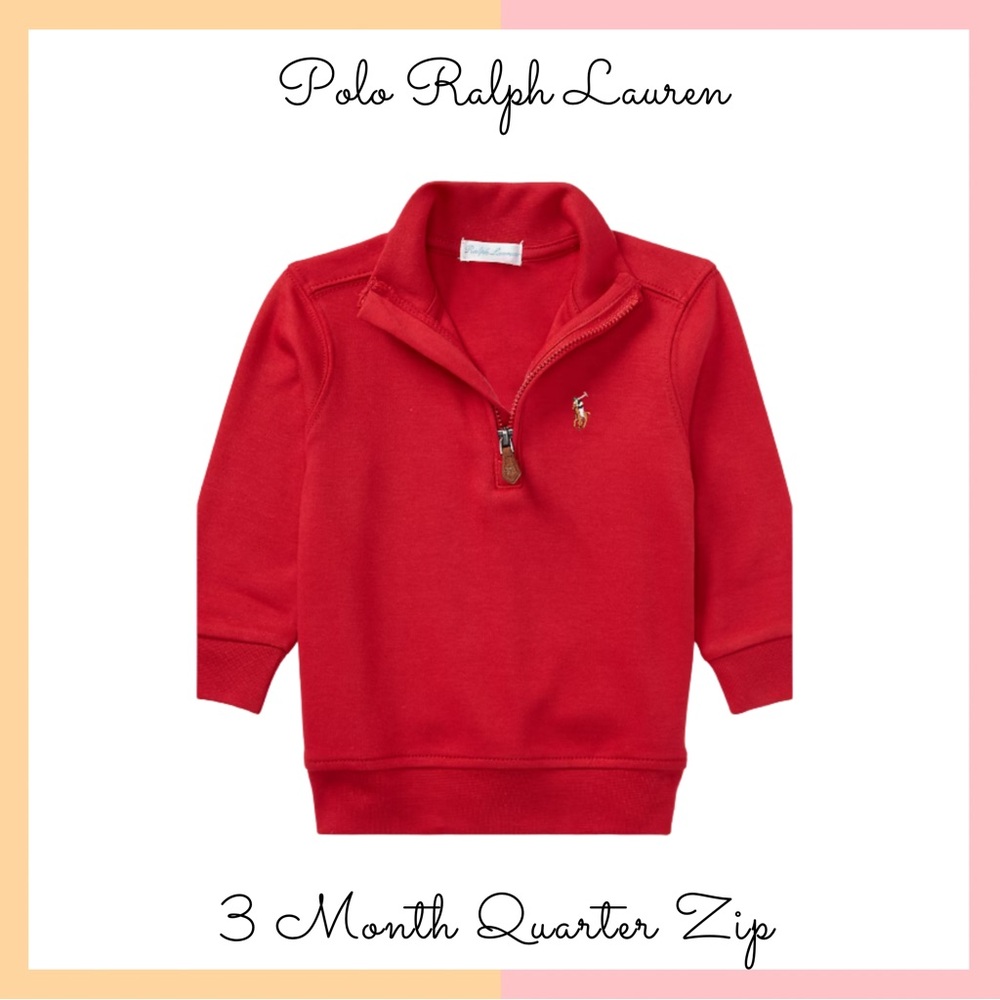 Polo by Ralph Lauren Baby Red Quarter-Zip Sweatshirt (0-3 Month)